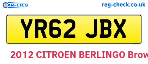 YR62JBX are the vehicle registration plates.