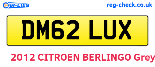 DM62LUX are the vehicle registration plates.