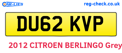 DU62KVP are the vehicle registration plates.