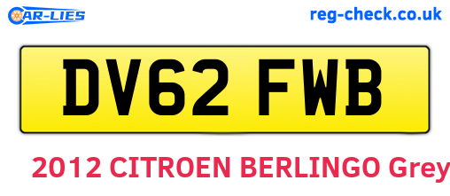 DV62FWB are the vehicle registration plates.