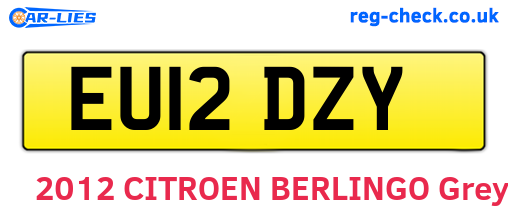 EU12DZY are the vehicle registration plates.