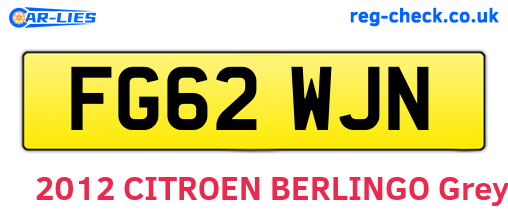FG62WJN are the vehicle registration plates.