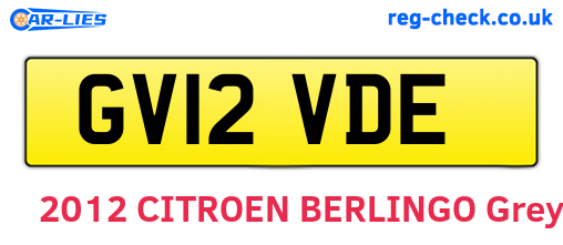 GV12VDE are the vehicle registration plates.