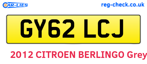 GY62LCJ are the vehicle registration plates.