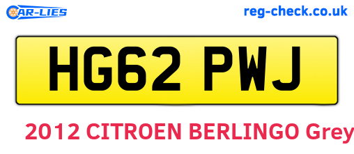 HG62PWJ are the vehicle registration plates.