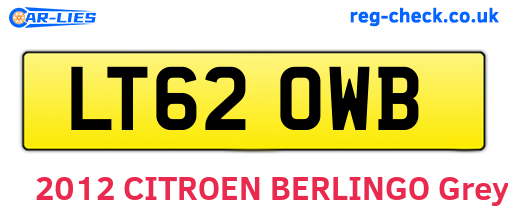 LT62OWB are the vehicle registration plates.