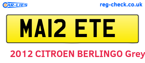 MA12ETE are the vehicle registration plates.