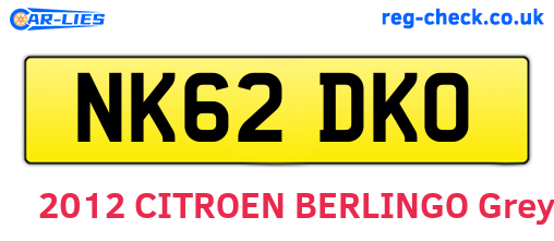 NK62DKO are the vehicle registration plates.