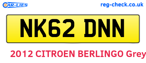 NK62DNN are the vehicle registration plates.