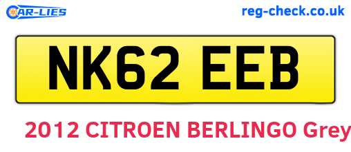 NK62EEB are the vehicle registration plates.