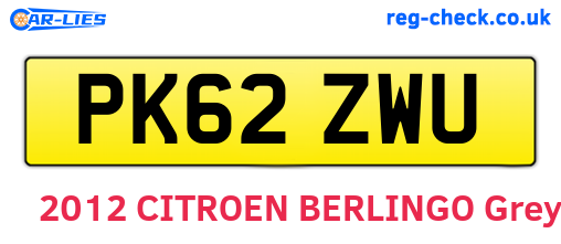 PK62ZWU are the vehicle registration plates.