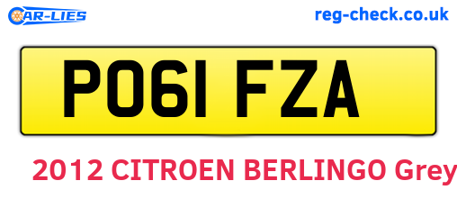 PO61FZA are the vehicle registration plates.