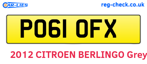 PO61OFX are the vehicle registration plates.