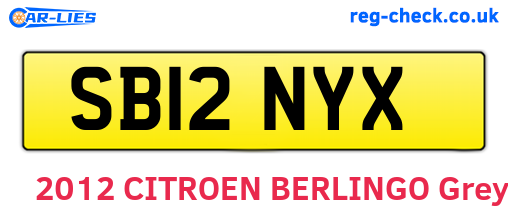 SB12NYX are the vehicle registration plates.