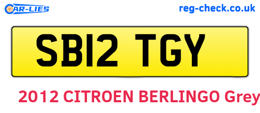 SB12TGY are the vehicle registration plates.