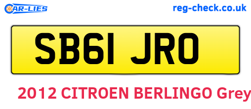 SB61JRO are the vehicle registration plates.