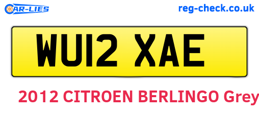 WU12XAE are the vehicle registration plates.