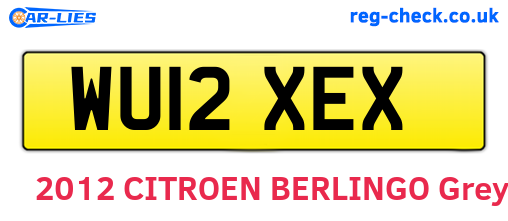 WU12XEX are the vehicle registration plates.