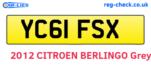 YC61FSX are the vehicle registration plates.