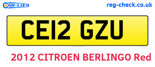 CE12GZU are the vehicle registration plates.