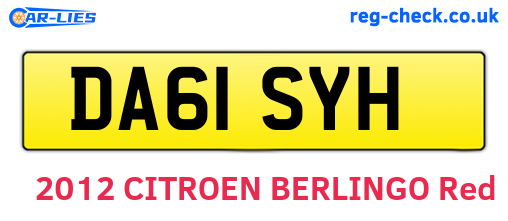 DA61SYH are the vehicle registration plates.
