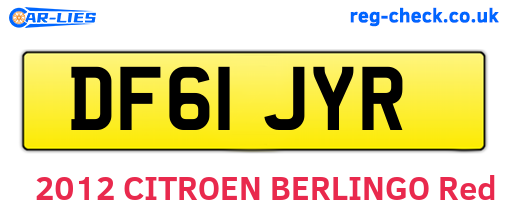 DF61JYR are the vehicle registration plates.