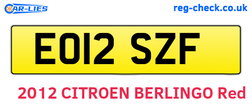 EO12SZF are the vehicle registration plates.