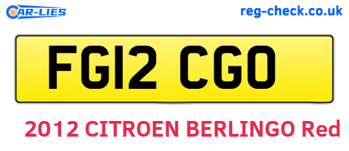 FG12CGO are the vehicle registration plates.