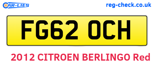 FG62OCH are the vehicle registration plates.