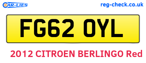 FG62OYL are the vehicle registration plates.