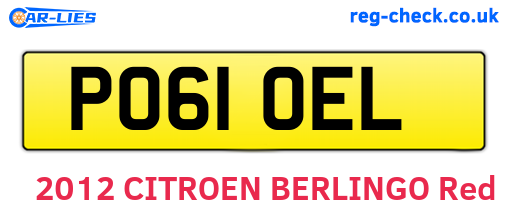 PO61OEL are the vehicle registration plates.