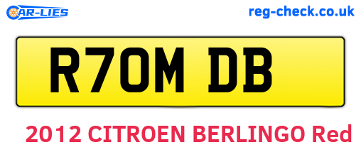 R70MDB are the vehicle registration plates.
