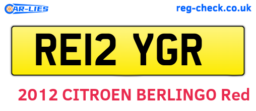 RE12YGR are the vehicle registration plates.