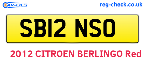 SB12NSO are the vehicle registration plates.