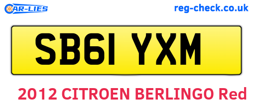 SB61YXM are the vehicle registration plates.