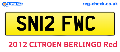 SN12FWC are the vehicle registration plates.