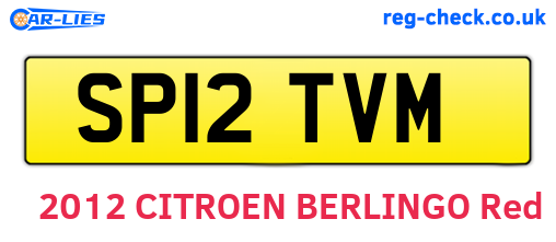 SP12TVM are the vehicle registration plates.