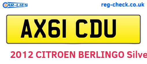 AX61CDU are the vehicle registration plates.