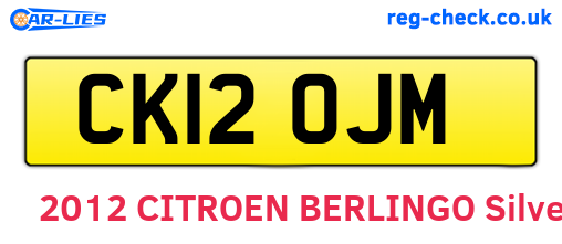 CK12OJM are the vehicle registration plates.