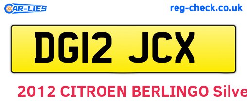 DG12JCX are the vehicle registration plates.