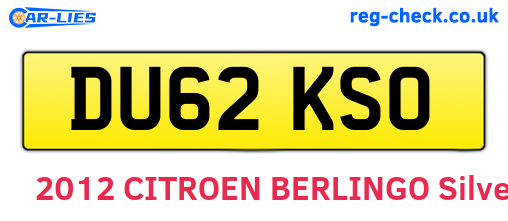 DU62KSO are the vehicle registration plates.