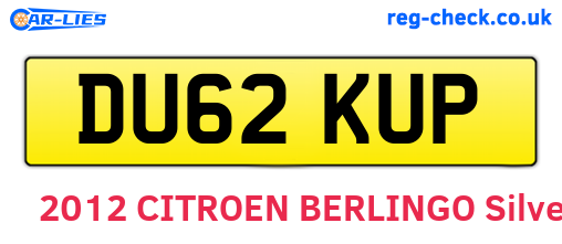 DU62KUP are the vehicle registration plates.