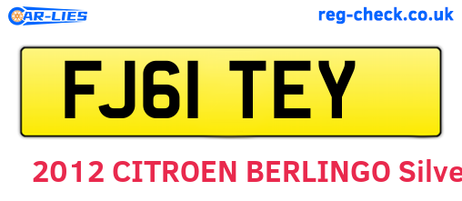 FJ61TEY are the vehicle registration plates.