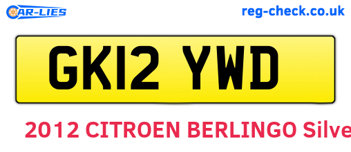 GK12YWD are the vehicle registration plates.