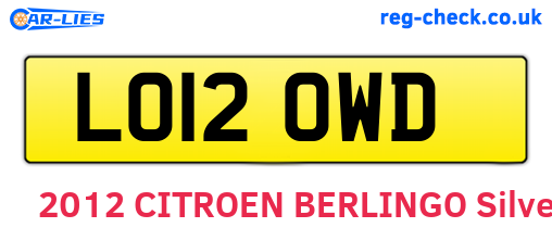 LO12OWD are the vehicle registration plates.