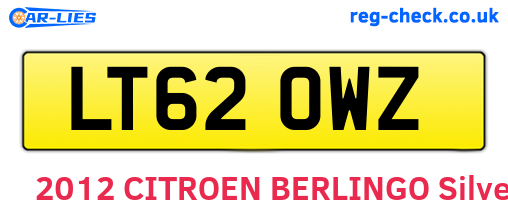 LT62OWZ are the vehicle registration plates.
