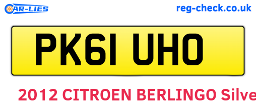 PK61UHO are the vehicle registration plates.