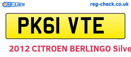 PK61VTE are the vehicle registration plates.