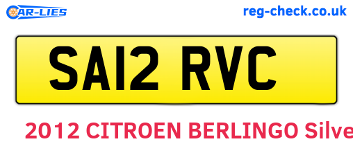 SA12RVC are the vehicle registration plates.