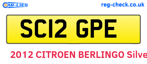 SC12GPE are the vehicle registration plates.